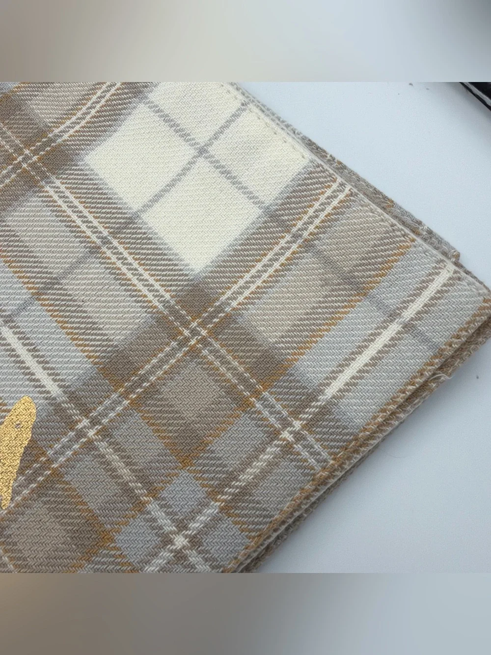 Christmas Threshold Cloth Grey & Gold Snowflake Plaid 6 Place Mats